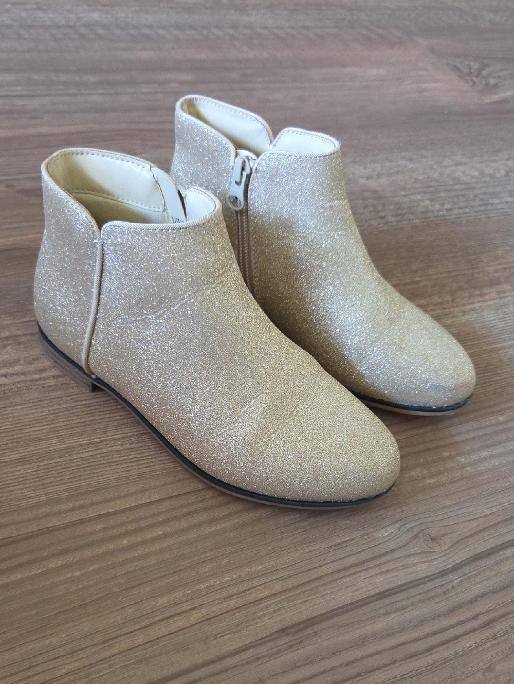 Girls Gold Glitter Ankle Boots